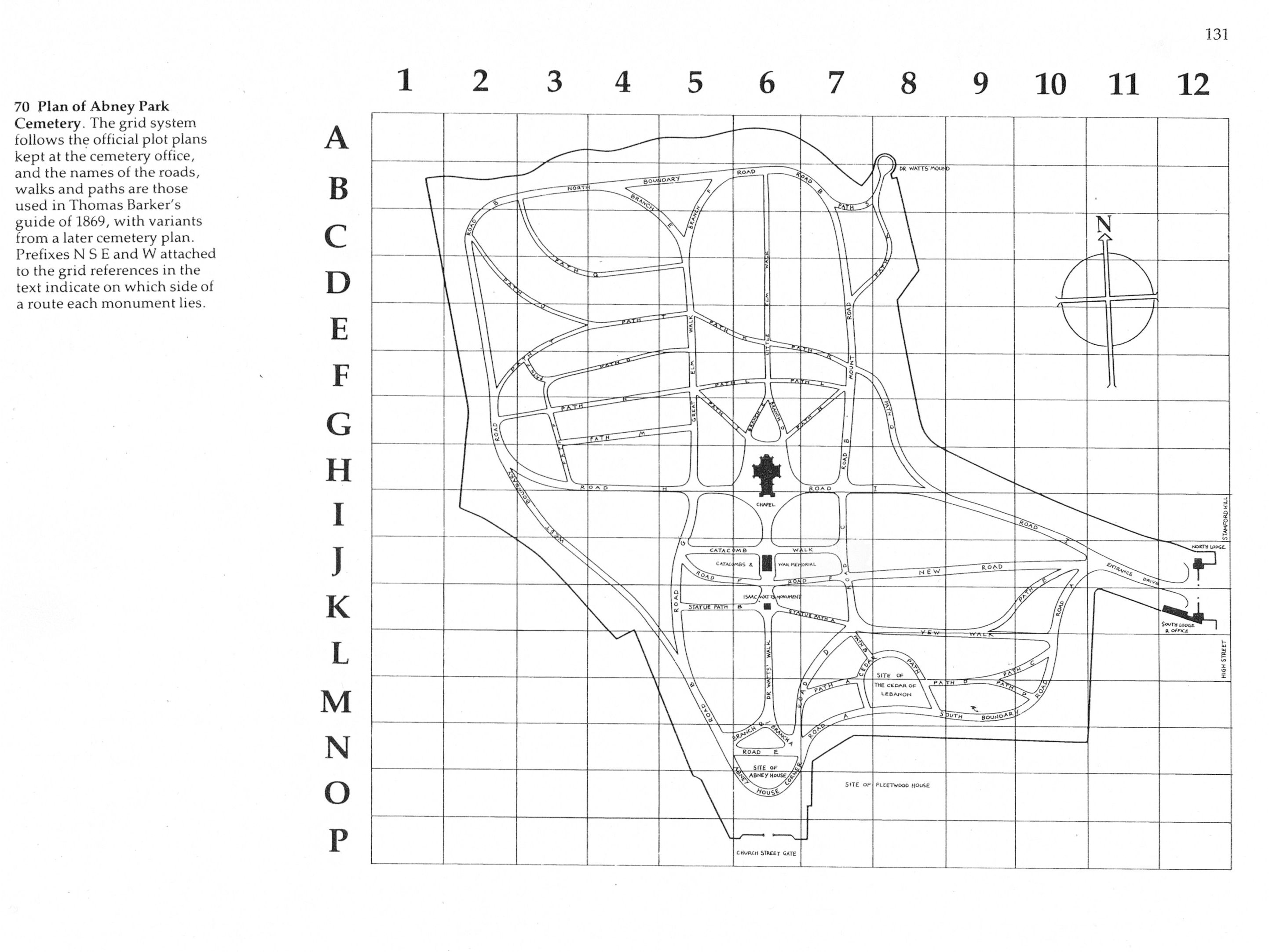Sketchmap of Abney Park Cemetery